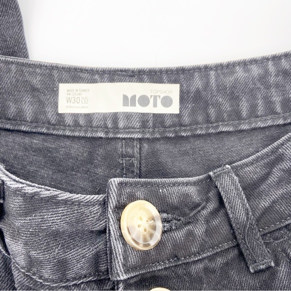 TOPSHOP MOTO Wide Leg Button Front Cropped Jeans - Picture 4 of 6